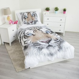 Pościel bawełniana 140x200 Tygrys biały 8088 Tiger white poszewka 70x90