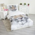 Pościel bawełniana 140x200 Tygrys biały 8088 Tiger white poszewka 70x90