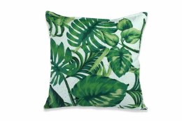 Poszewka dekoracyjna 45x45 biała liście monstera palmy pikowana Palms