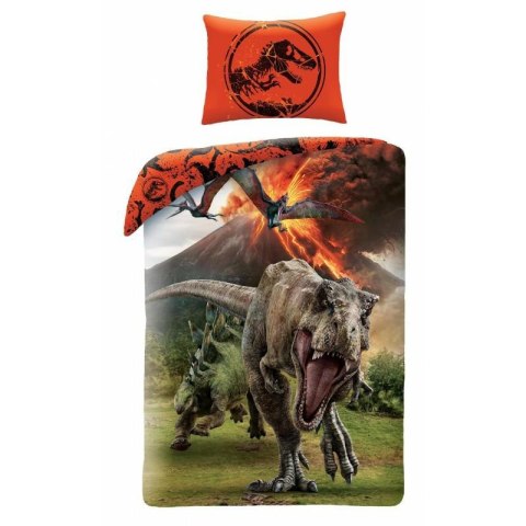 Pościel bawełniana 140x200 Jurassic World Park Jurajski dinozaury T-Rex wulkan 1881 poszewka 70x90