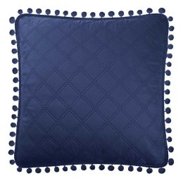 Poszewka z pomponami 45x45 granatowa Pompoo pompony romby glamour dekoracyjna do narzuty