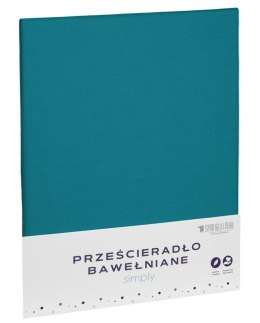 Prześcieradło bawełniane 140x200 turkusowe jednobarwne Simply