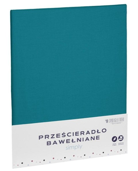 Prześcieradło bawełniane 140x200 turkusowe jednobarwne Simply