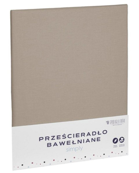 Prześcieradło bawełniane 160x200 cappucino jednobarwne Simply