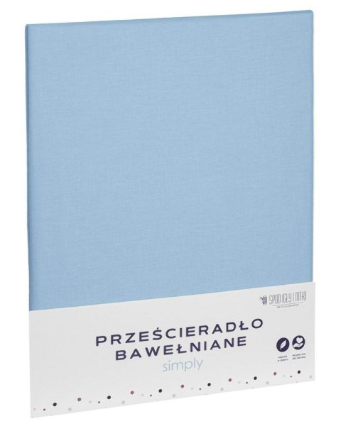 Prześcieradło bawełniane 180x200 błękitne jednobarwne Simply