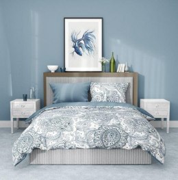 Pościel satynowa 160x200 Elegant 003 ornamenty biała szara kwiaty orientalna dwustronna S 23 Faro