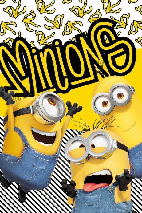 Kocyk polarowy 100x150 Minionki banany 5574 żółty niebieski pled dziecięcy Minions 2 Banana