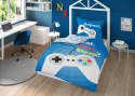 Pościel bawełniana 140x200 Gamer pady 3623 A Gra Eat Play Sleep Jedz Graj Śpij niebieska 0067 dla gracza młodzieżowa Holland Col