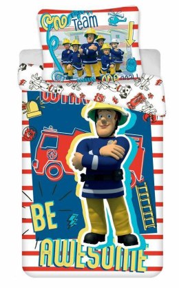 Pościel bawełniana 140x200 Strażak Sam 0332 Straż Pożarna poszewka 70x90 dziecięca Fireman Sam wóz strażacki psy 101 dalmatyńczy