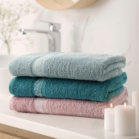 Ręcznik 70x140 Altea srebrny z ozdobną bordiurą z melanżowym pasem frotte 500 g/m2 Eurofirany Ręcznik 70x140 Altea srebrny z ozdobną bordiurą z melanżowym pasem frotte 500 g/m2 Eurofirany