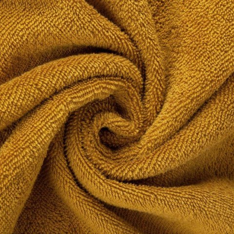 Ręcznik 70x140 Amanda musztardowy z ozdobną welurową bordiurą w pasy frotte 500 g/m2 Eurofirany Ręcznik 70x140 Amanda musztardowy z ozdobną welurową bordiurą w pasy frotte 500 g/m2 Eurofirany