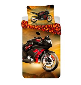 Pościel bawełniana 140x200 Motor Motorbike Red czarny czerwony poszewka 70x90