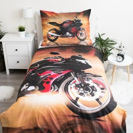 Pościel bawełniana 140x200 Motor Motorbike Red czarny czerwony poszewka 70x90