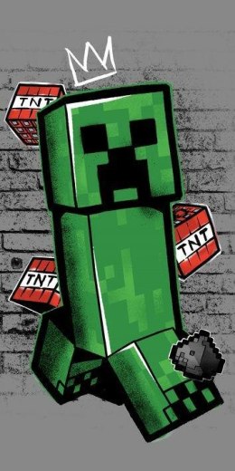 Ręcznik plażowy 70x140 Minecraft Metro Art Creeper szary bawełniany frotte dziecięcy