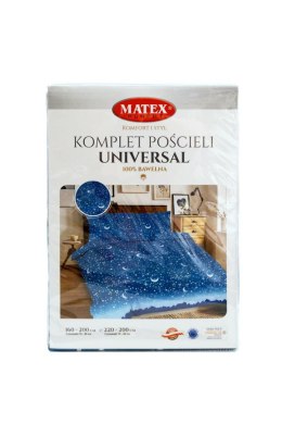 Pościel bawełniana 160x200 Gwiazdy księżyce niebieska Universal Matex