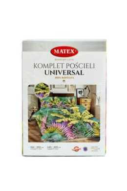 Pościel bawełniana 220x200 Liście zielona kolorowa Universal Matex