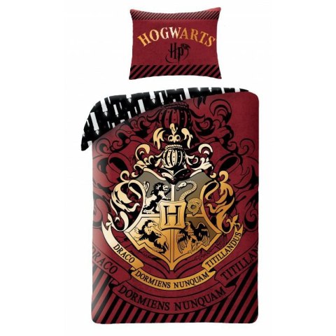 Pościel bawełniana 140x200 Harry Potter bordowa HP-8087BL poszewka 70x90 Halantex