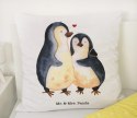 Pościel bawełniana 140x200 Pingwin Mr& Mrs Panda biała żółta poszewka 70x90 H23