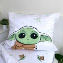 Pościel bawełniana 140x200 Star Wars Baby Yoda biała zielona poszewka 70x90 August 23