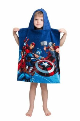 Poncho dla dzieci 50x115 Avengers 2626 granatowe ręcznik z kapturem