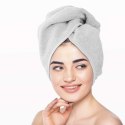 Turban kąpielowy 65x23 szary frotte ręcznik do włosów na głowę