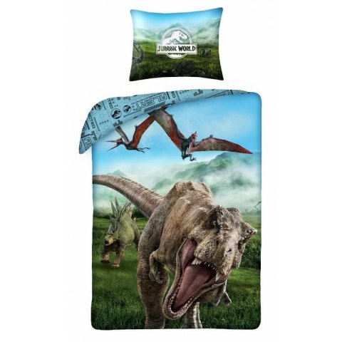 Pościel bawełniana 140x200 Jurassic World Park Jurajski dinozaury T-Rex poszewka 70x90 Kids 12 Halantex