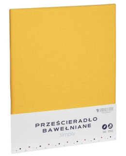 Prześcieradło bawełniane 140x200 musztardowe jednobarwne Simply