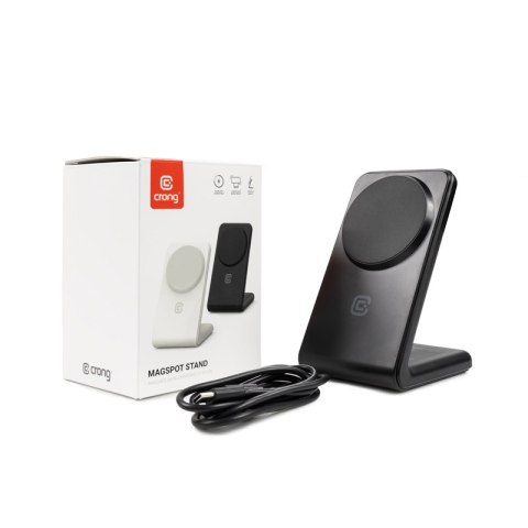 Crong MagSpot Stand - Ładowarka bezprzewodowa 2w1 z MagSafe do iPhone i AirPods (czarny) Crong MagSpot Stand - Ładowarka bezprzewodowa 2w1 z MagSafe do iPhone i AirPods (czarny)