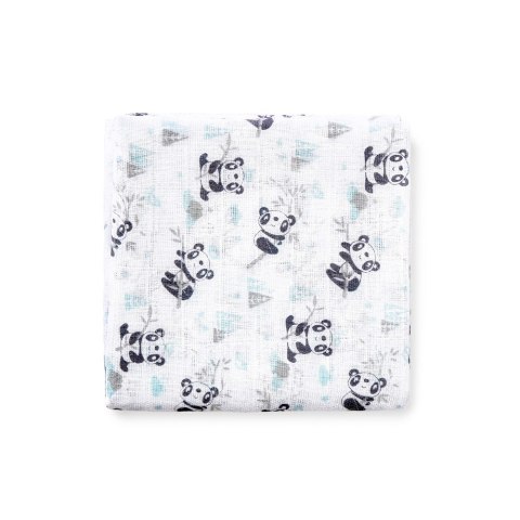 Komplet pieluch muślinowych 3 szt 80x80 Panda niebieski Komplet pieluch muślinowych 3 szt 80x80 Panda niebieski
