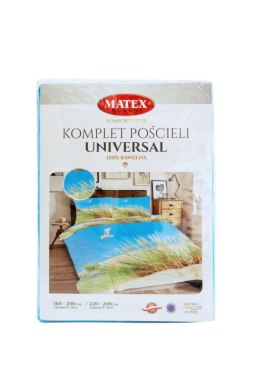 Pościel bawełniana 160x200 Plaża mewy trawa niebieska zielona Universal Matex