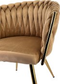 Krzesło plecione Lugano fotel TRECCIA BEIGE VELVET GOLD