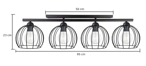 Lampa sufitowa 4xE27 BACCA BLACK Lampa sufitowa 4xE27 BACCA BLACK