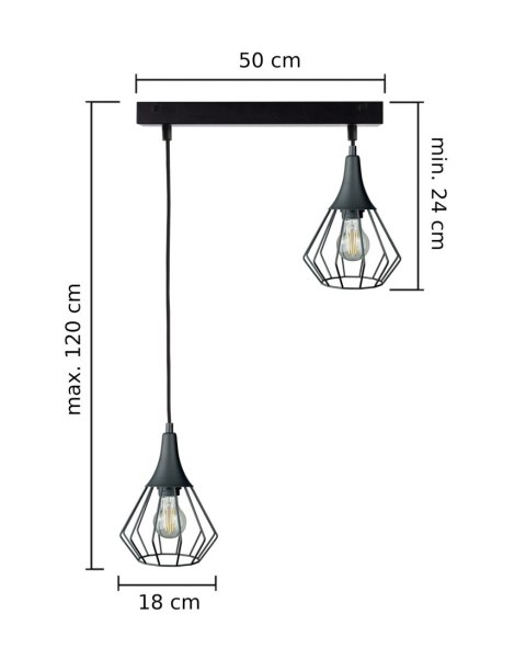 Lampa wisząca 2xE27 SELENE BLACK Lampa wisząca 2xE27 SELENE BLACK