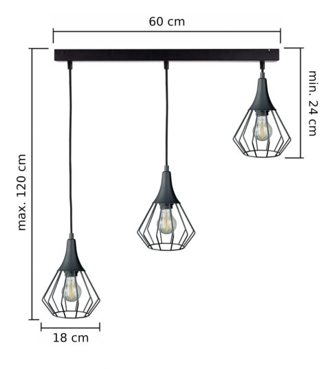 Lampa wisząca 3xE27 SELENE BLACK Lampa wisząca 3xE27 SELENE BLACK
