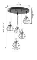 Lampa wisząca 5xE27 SELENE BLACK/SILVER