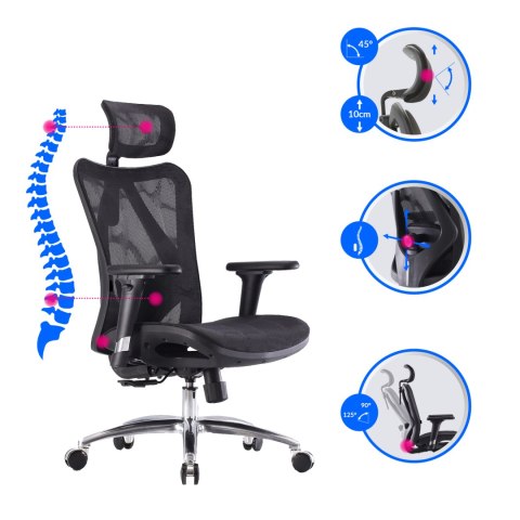 Fotel ergonomiczny ANGEL biurowy obrotowy kalistO Grafitowy Fotel ergonomiczny ANGEL biurowy obrotowy kalistO Grafitowy