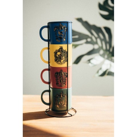 Harry Potter - Zestaw kubków ceramicznych ze stojakiem 300 ml 4 szt. Hogwart Houses Harry Potter - Zestaw kubków ceramicznych ze stojakiem 300 ml 4 szt. Hogwart Houses