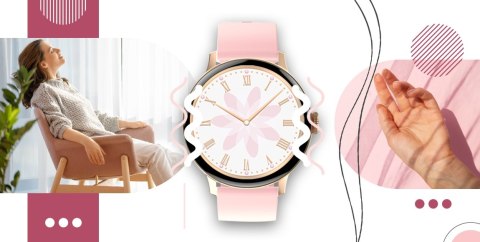 Smartwatch Damski Giewont GW330-4 Różowe Złoto-Róż Pudrowy Pasek Silikonowy + Czarna Bransoleta Smartwatch Damski Giewont GW330-4 Różowe Złoto-Róż Pudrowy Pasek Silikonowy + Czarna Bransoleta