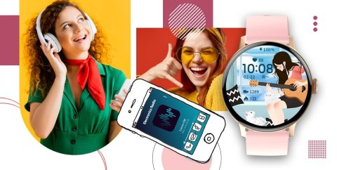 Smartwatch Damski Giewont GW330-4 Różowe Złoto-Róż Pudrowy Pasek Silikonowy + Czarna Bransoleta Smartwatch Damski Giewont GW330-4 Różowe Złoto-Róż Pudrowy Pasek Silikonowy + Czarna Bransoleta