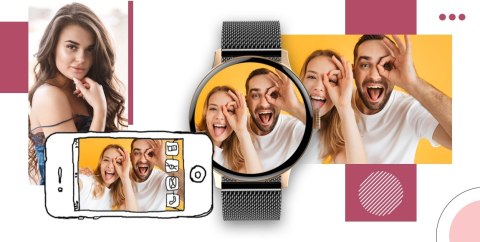 Smartwatch Damski Giewont GW330-4 Różowe Złoto-Róż Pudrowy Pasek Silikonowy + Czarna Bransoleta Smartwatch Damski Giewont GW330-4 Różowe Złoto-Róż Pudrowy Pasek Silikonowy + Czarna Bransoleta