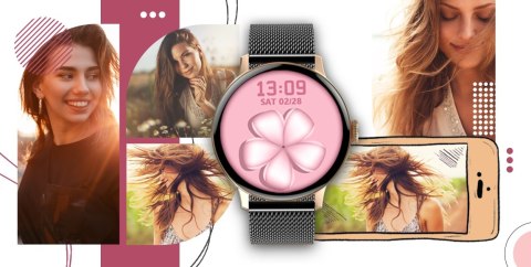 Smartwatch Damski Giewont GW330-4 Różowe Złoto-Róż Pudrowy Pasek Silikonowy + Czarna Bransoleta Smartwatch Damski Giewont GW330-4 Różowe Złoto-Róż Pudrowy Pasek Silikonowy + Czarna Bransoleta