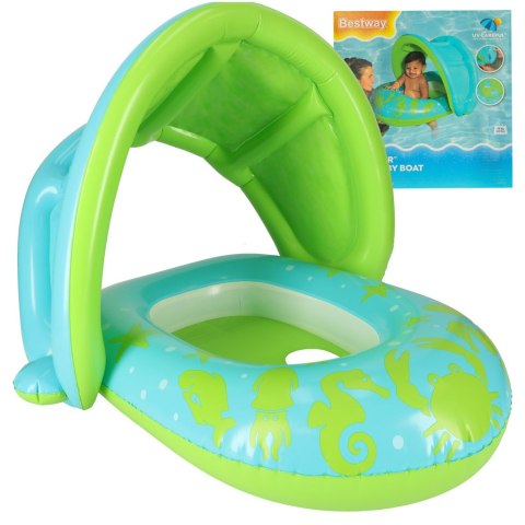 BESTWAY 34091 Kółko do pływania dla niemowląt koło pontonik dla dzieci dmuchany z siedziskiem z daszkiem zielony 1-2lata 18kg BESTWAY 34091 Kółko do pływania dla niemowląt koło pontonik dla dzieci dmuchany z siedziskiem z daszkiem zielony 1-2lata 18kg