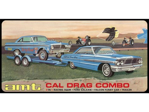 Model Plastikowy - Zestaw 3w1 Samochód + Samochód + Naczepa 1:25 Cal Drag Combo 1964 Galaxie, AWB Falcon & Trailer Model Plastikowy - Zestaw 3w1 Samochód + Samochód + Naczepa 1:25 Cal Drag Combo 1964 Galaxie, AWB Falcon & Trailer