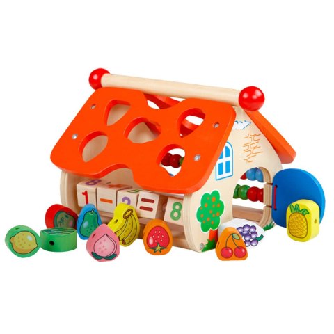 Drewniany Sorter Klocków Edukacyjny Domek Drewniany Sorter Klocków Edukacyjny Domek