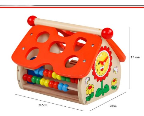 Drewniany Sorter Klocków Edukacyjny Domek Drewniany Sorter Klocków Edukacyjny Domek