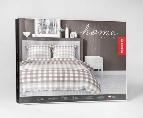 Pościel satynowa 160x200 beżowa kratka 4914 B Home Satin 80 Pościel satynowa 160x200 beżowa kratka 4914 B Home Satin 80