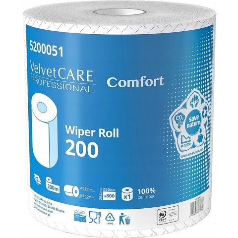 Czyściwo w rolce Velvet Care Comfort 200m 2w celuloza białe Czyściwo w rolce Velvet Care Comfort 200m 2w celuloza białe