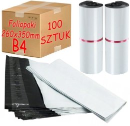 Foliopaki Kurierskie Białe B4 260x350mm - 100 szt.