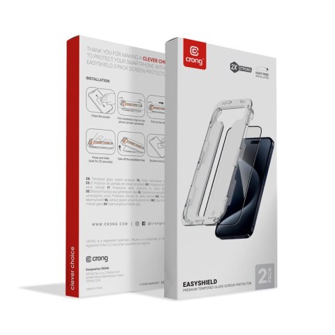 Crong EasyShield 2-Pack - Szkło hartowane iPhone 15 (2 sztuki) Crong EasyShield 2-Pack - Szkło hartowane iPhone 15 (2 sztuki)