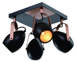 Anica lampa sufitowa plafon czarny 4x40W E14 odbłyśnik złoty